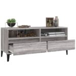 Meuble TV sonoma gris 100x34,5x44,5 cm bois d'ingénierie – Image 3