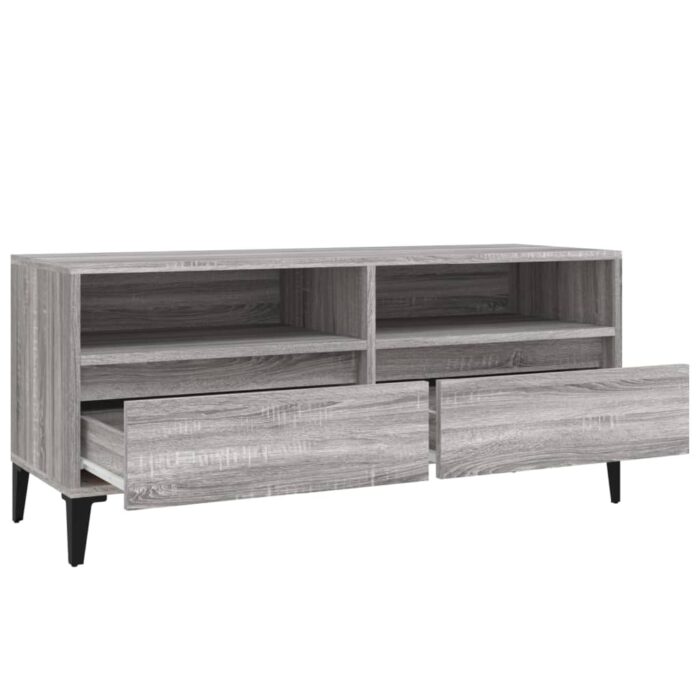 Meuble TV sonoma gris 100x34,5x44,5 cm bois d'ingénierie – Image 6