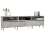 Meuble TV gris béton 150x30x44,5 cm bois d'ingénierie – Image 2