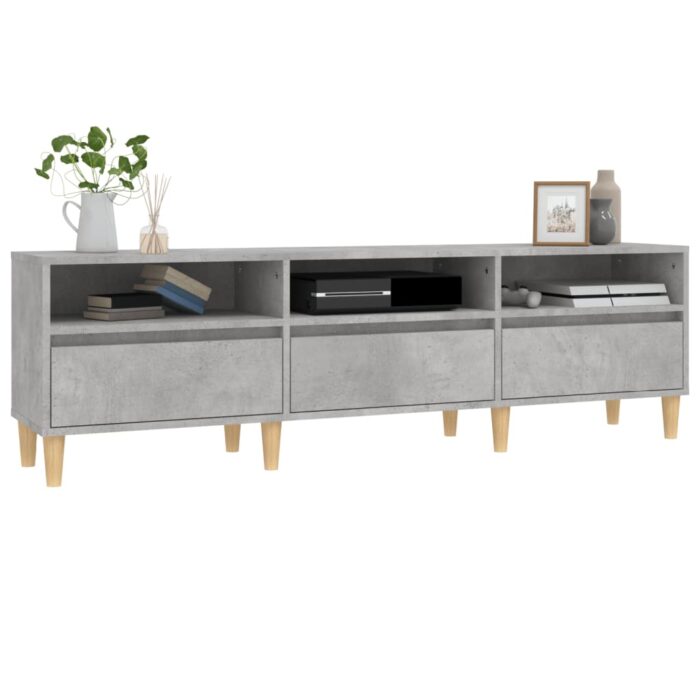 Meuble TV gris béton 150x30x44,5 cm bois d'ingénierie – Image 2