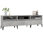 Meuble TV gris béton 150x30x44,5 cm bois d'ingénierie – Image 2