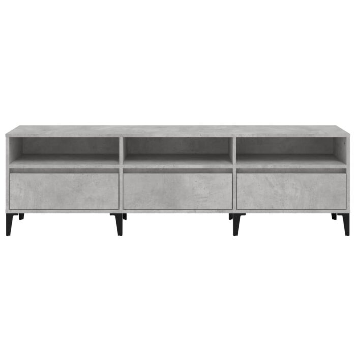 Meuble TV gris béton 150x30x44,5 cm bois d'ingénierie – Image 4