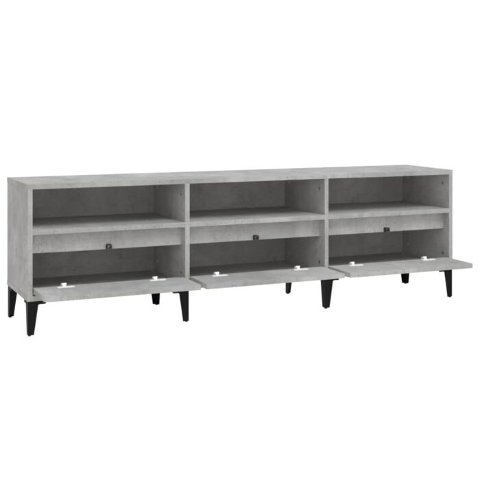 Meuble TV gris béton 150x30x44,5 cm bois d'ingénierie – Image 5