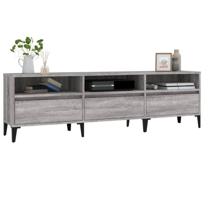 Meuble TV sonoma gris 150x30x44,5 cm bois d'ingénierie – Image 2