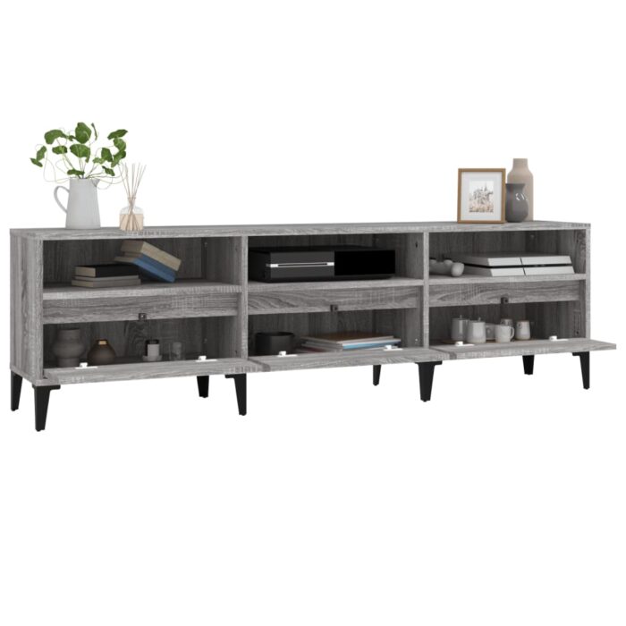 Meuble TV sonoma gris 150x30x44,5 cm bois d'ingénierie – Image 3