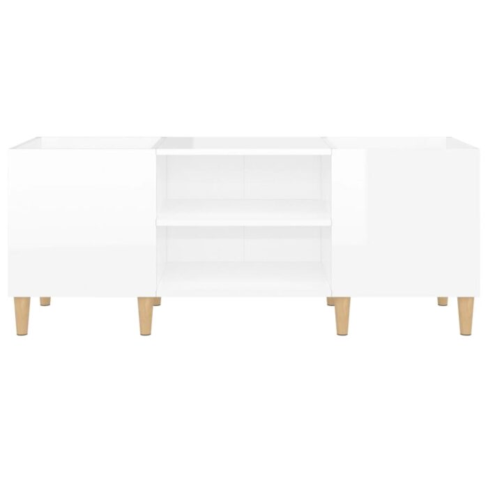 Armoire à disques blanc brillant 121x38x48 cm bois d'ingénierie – Image 3