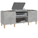 Armoire à disques gris béton 121x38x48 cm bois d'ingénierie – Image 2