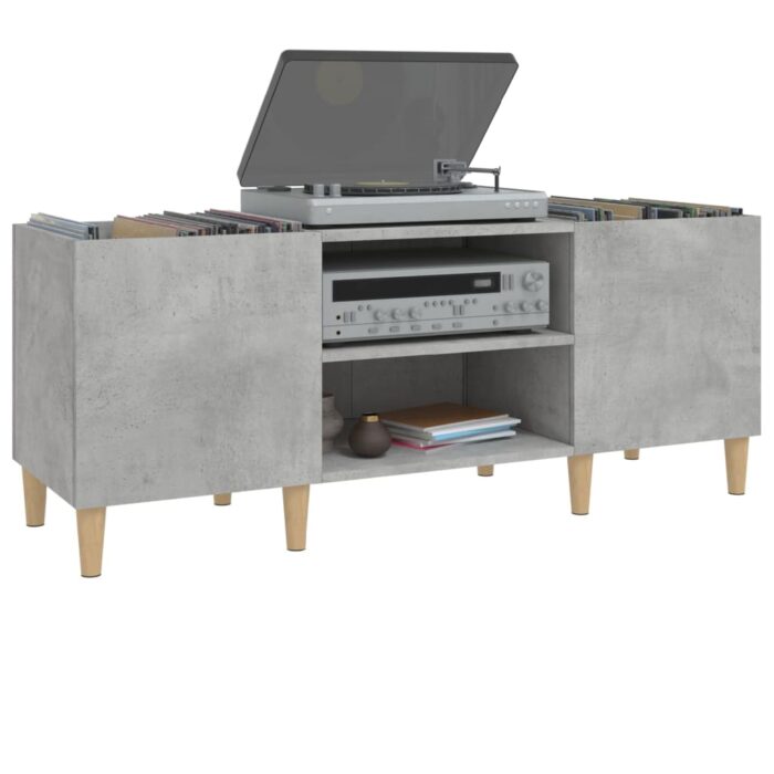 Armoire à disques gris béton 121x38x48 cm bois d'ingénierie – Image 2