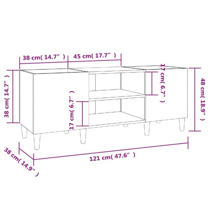 Armoire à disques gris béton 121x38x48 cm bois d'ingénierie – Image 6