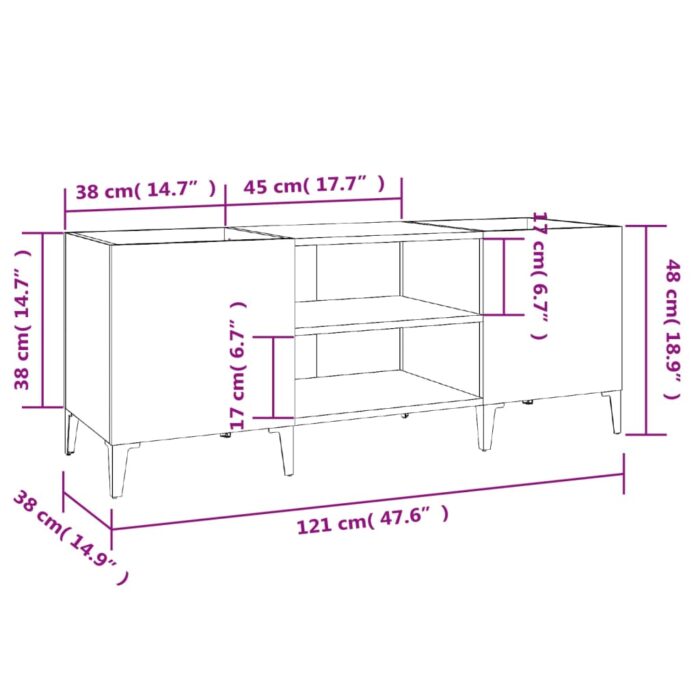 Armoire à disques blanc 121x38x48 cm bois d'ingénierie – Image 6