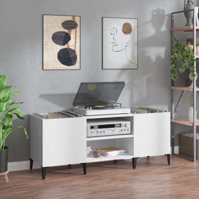 VXL8720845878399_m_en_hd_1.jpg Armoire à disques blanc 121x38x48 cm bois d'ingénierie – Image 1