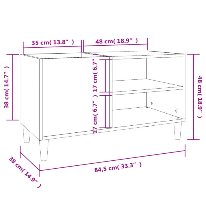 Armoire à disques noir 84,5x38x48 cm bois d'ingénierie – Image 6