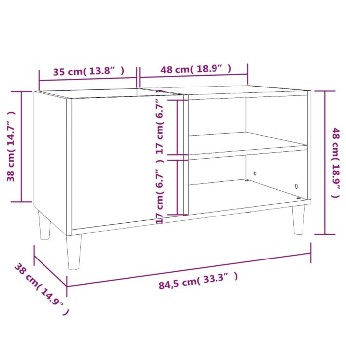 Armoire à disques chêne fumé 84,5x38x48 cm bois d'ingénierie – Image 6