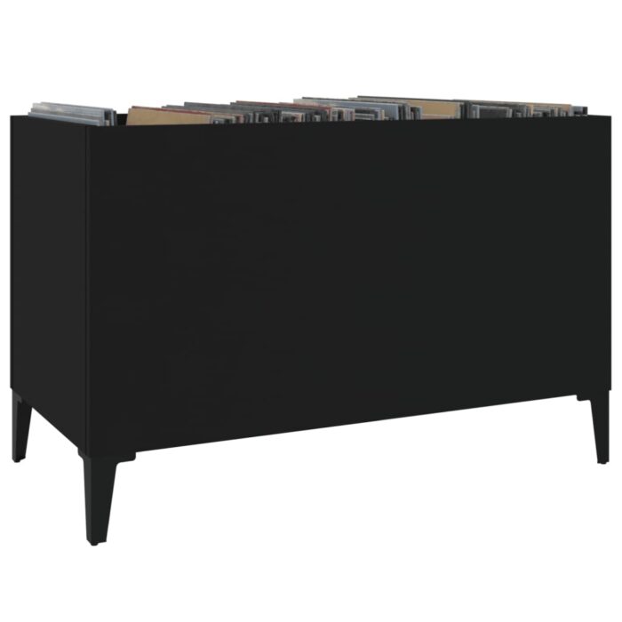 Armoire à disques noir 74,5x38x48 cm bois d'ingénierie – Image 2