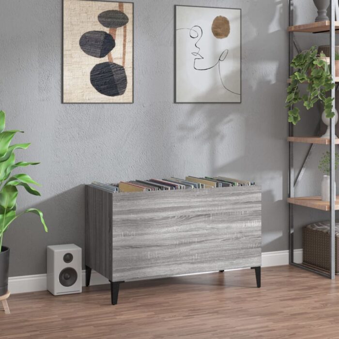Armoire à disques sonoma gris 74,5x38x48 cm bois d'ingénierie – Image 1