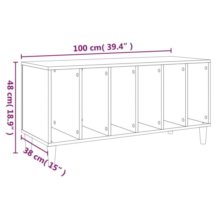 Armoire à disques chêne sonoma 100x38x48 cm bois d'ingénierie – Image 6