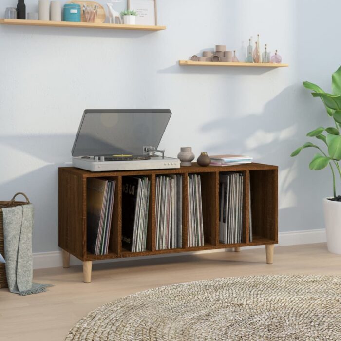 Armoire à disques chêne marron 100x38x48 cm bois d'ingénierie – Image 1