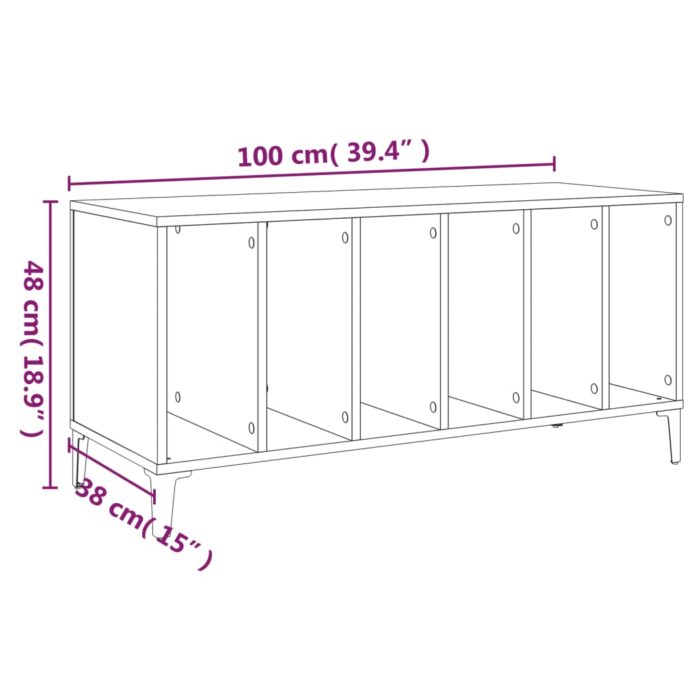 Armoire à disques chêne sonoma 100x38x48 cm bois d'ingénierie – Image 6