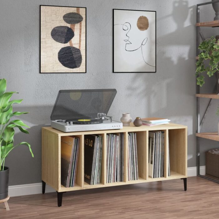 Armoire à disques chêne sonoma 100x38x48 cm bois d'ingénierie – Image 1