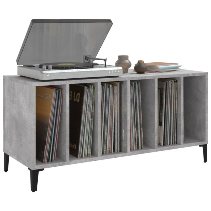 Armoire à disques gris béton 100x38x48 cm bois d'ingénierie – Image 2