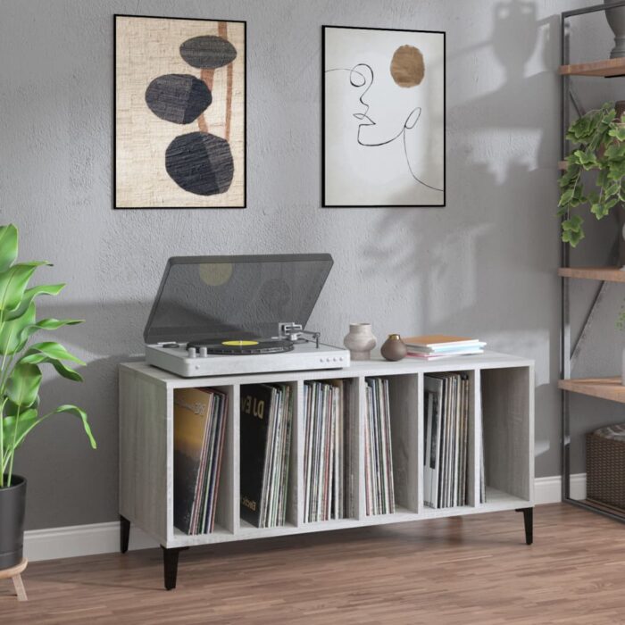 Armoire à disques sonoma gris 100x38x48 cm bois d'ingénierie – Image 1
