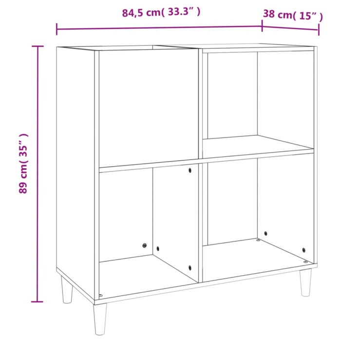 Armoire à disques sonoma gris 84,5x38x89 cm bois d'ingénierie – Image 7