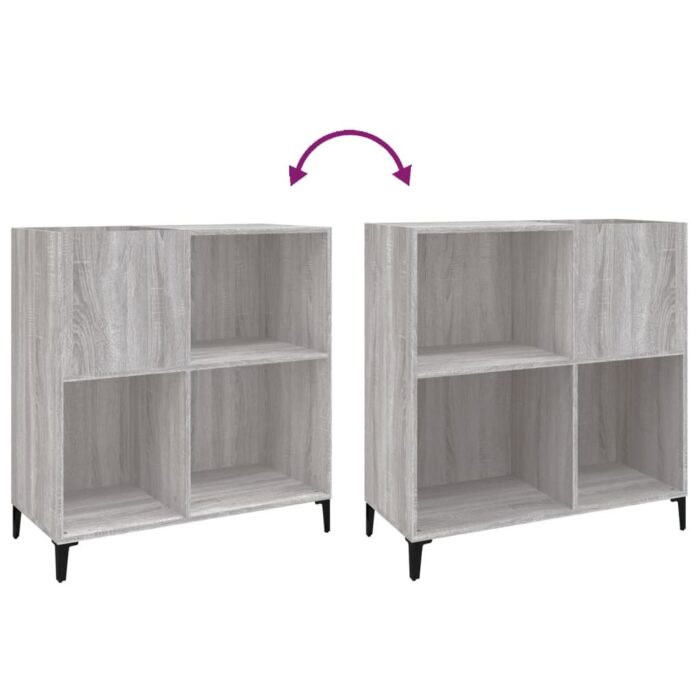 Armoire à disques sonoma gris 84,5x38x89 cm bois d'ingénierie – Image 5