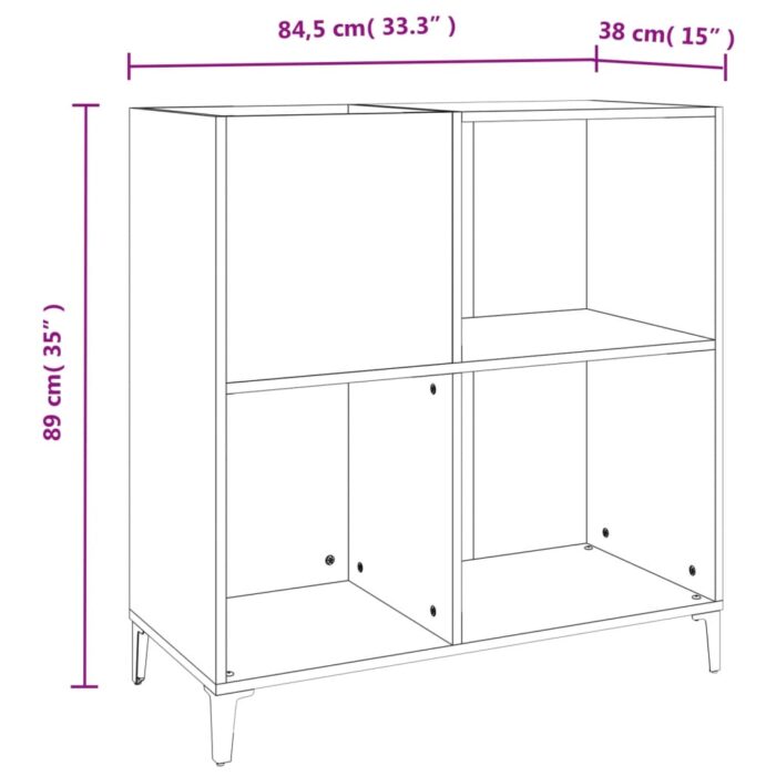 Armoire à disques sonoma gris 84,5x38x89 cm bois d'ingénierie – Image 7