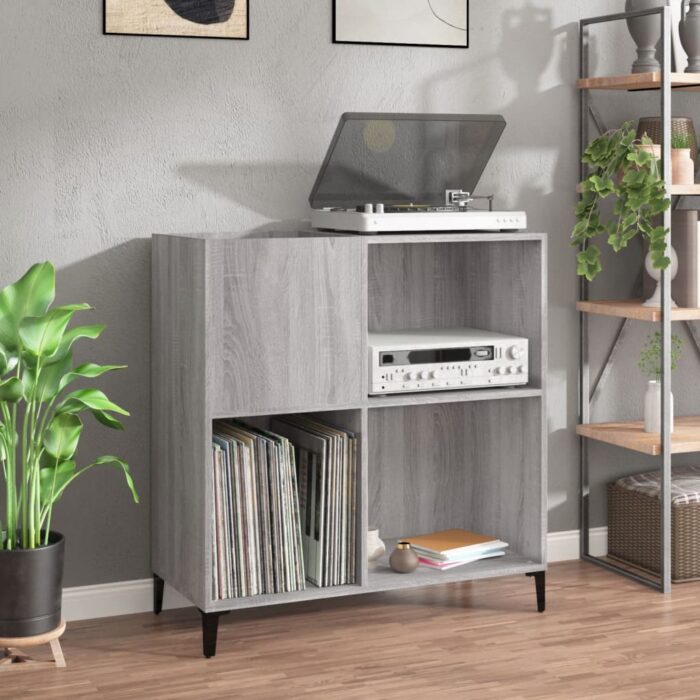 Armoire à disques sonoma gris 84,5x38x89 cm bois d'ingénierie – Image 1