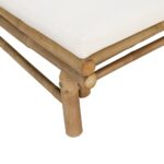 Banc de jardin avec coussins blanc crème bambou – Image 3