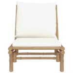 Chaises de jardin lot de 2 avec coussins blanc crème bambou – Image 2