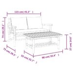 Salon de jardin 2 pcs avec coussins blanc crème bambou – Image 7