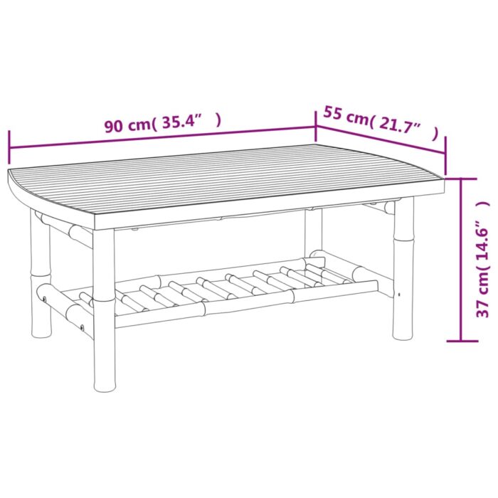 Table basse de jardin 90x55x37 cm bambou – Image 5