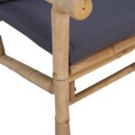 Banc de jardin avec coussins gris foncé bambou – Image 3