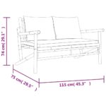 Banc de jardin avec coussins gris foncé bambou – Image 4