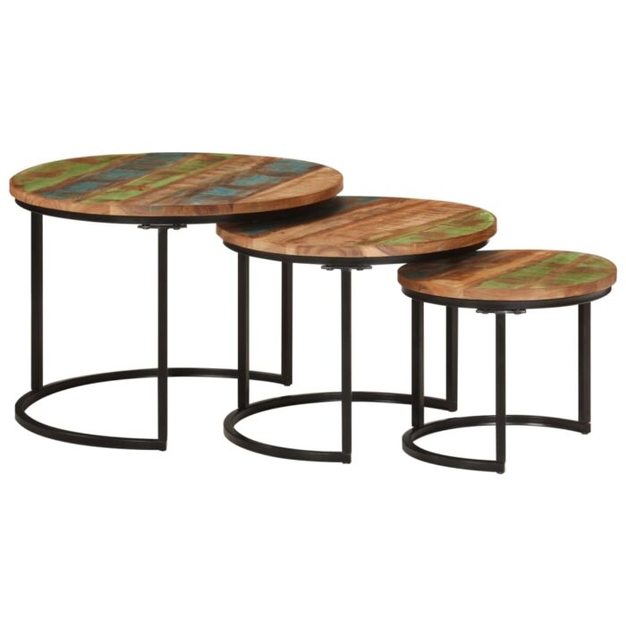 Tables gigognes 3 pcs bois massif de récupération – Image 10