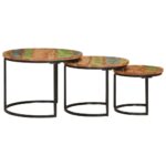 Tables gigognes 3 pcs bois massif de récupération – Image 2