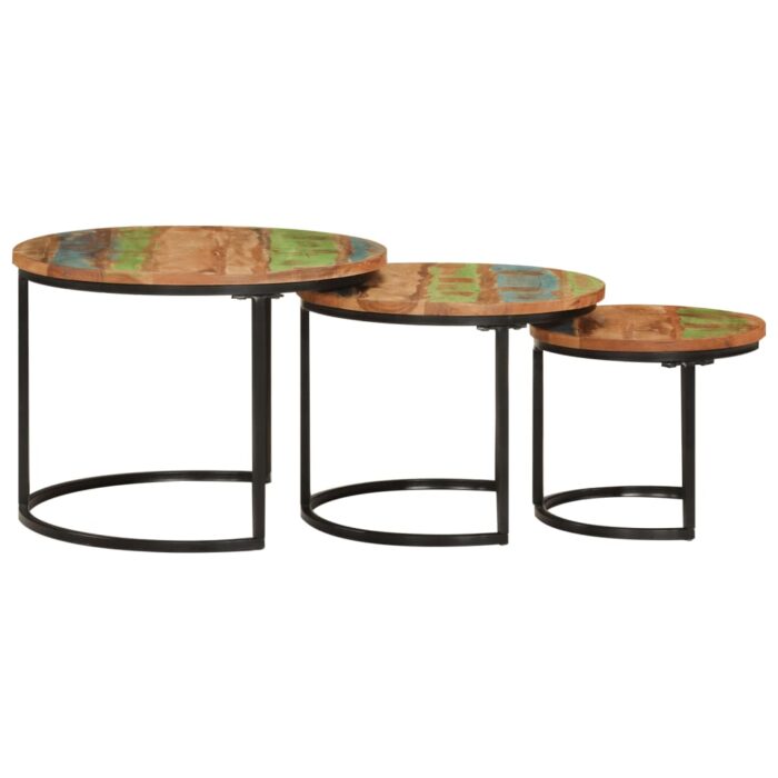 Tables gigognes 3 pcs bois massif de récupération – Image 2