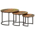 Tables gigognes 3 pcs bois massif de récupération – Image 8