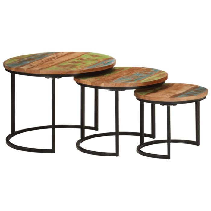 Tables gigognes 3 pcs bois massif de récupération – Image 8