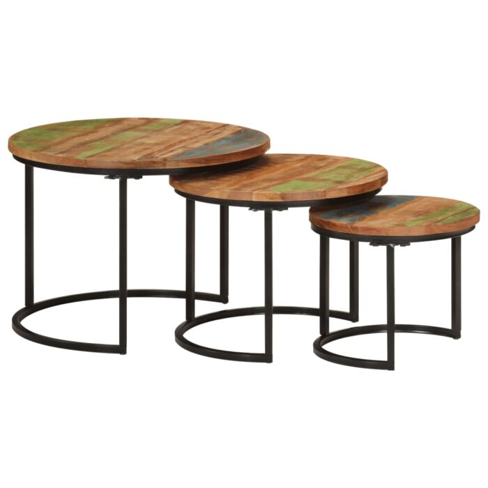 Tables gigognes 3 pcs bois massif de récupération – Image 9