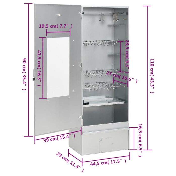 Fumoir pour four à barbecue avec copeaux de bois 44,5x29x110 cm – Image 12