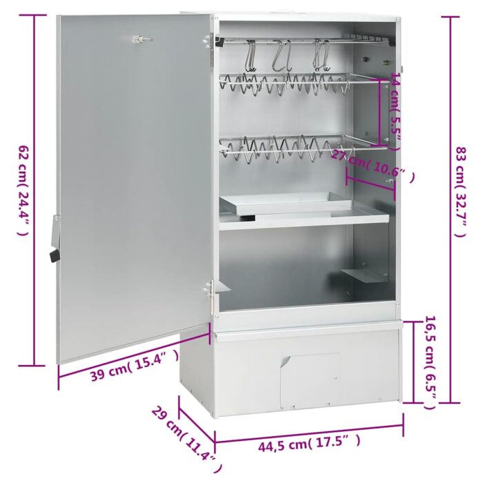 Fumoir à four à barbecue avec copeaux de bois 44,5x29x83 cm – Image 12