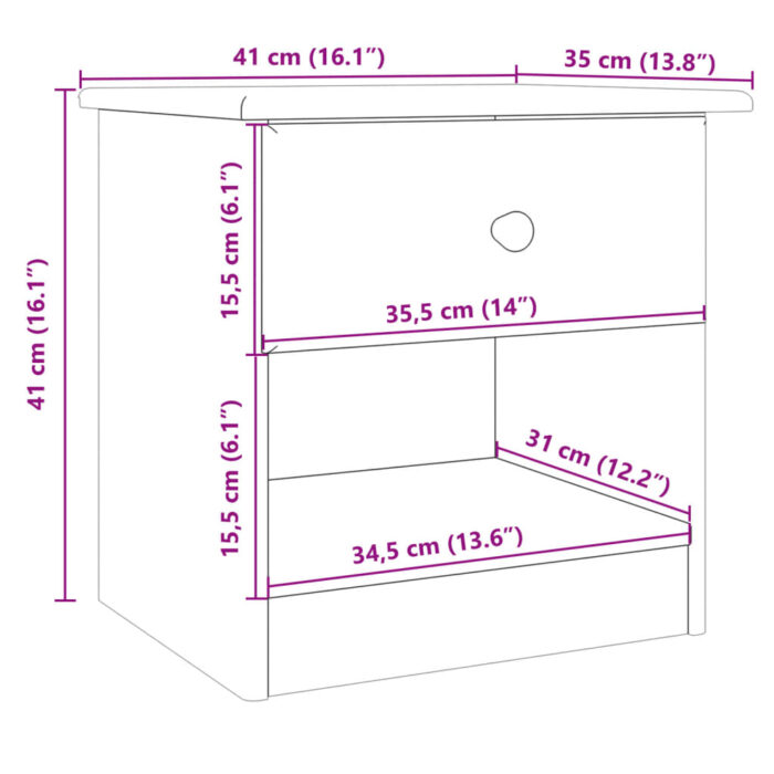 Table de chevet ALTA 41x35x41 cm bois de pin massif – Image 7