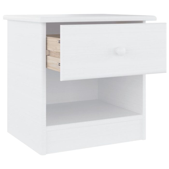 Table de chevet ALTA blanc 41x35x41 cm bois de pin massif – Image 2