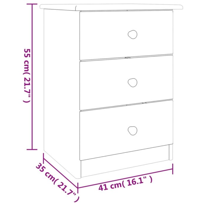 Table de chevet ALTA blanc 41x35x55,5 cm bois de pin massif – Image 6