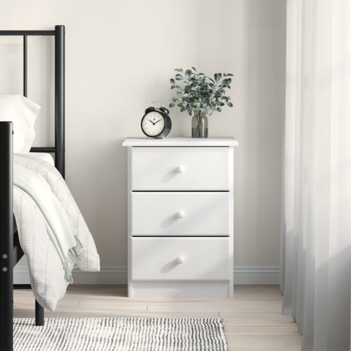 Table de chevet ALTA blanc 41x35x55,5 cm bois de pin massif – Image 1