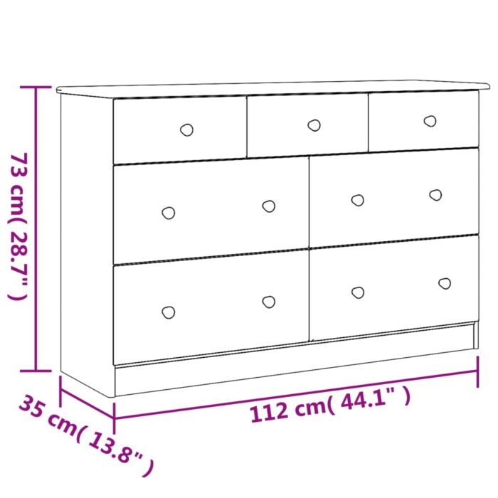Commode ALTA blanc 112x35x73 cm bois massif de pin – Image 6