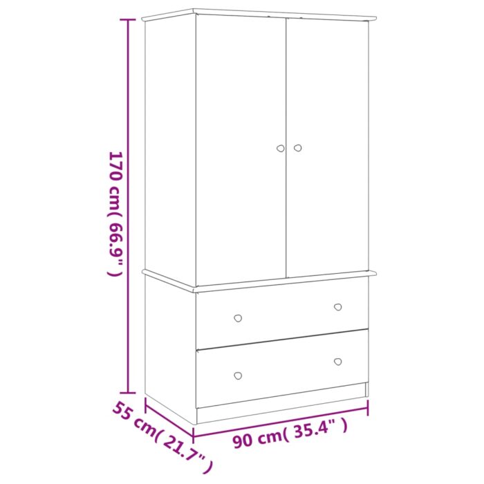 Garde-robe ALTA blanc 90x55x170 cm bois massif de pin – Image 6