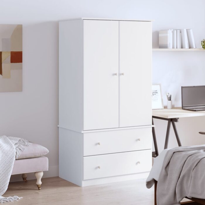 Garde-robe ALTA blanc 90x55x170 cm bois massif de pin – Image 1